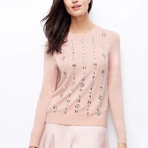 Ann Taylor Gem Embellished Knit Wool Blend Sweater